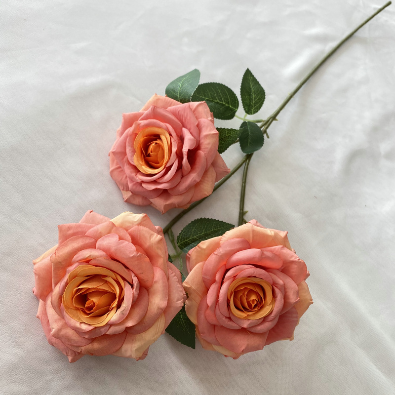 Brushed Cloth 3-Head Drunk Horse Diamond Rose Wedding Celebration Living Room Decorative Road Lead Rose Bouquet Photography Photo Props Fake Flower