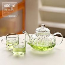 玻璃煮茶壶花草茶壶过滤泡茶壶冲茶器南瓜条纹家用花茶壶围炉煮茶