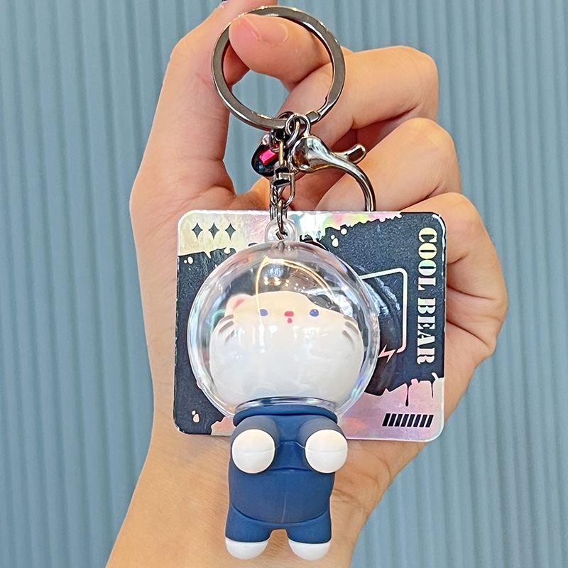 Internet Celebrity Space Cat Doll Keychain Silicone Astronaut Pendant Cartoon Car Key Chain Schoolbag Pendant