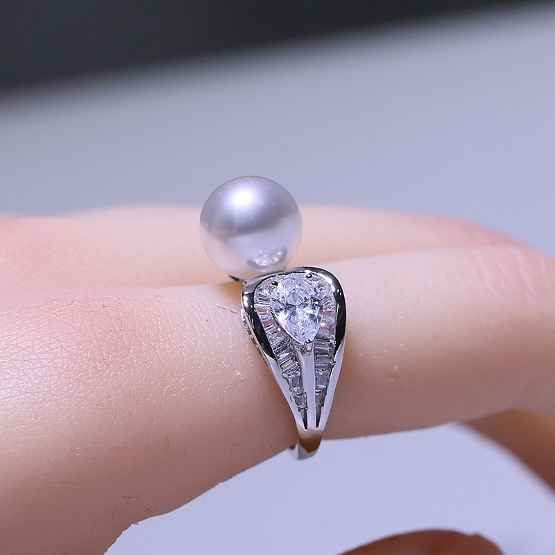 diy配件 s925纯银珍珠戒指空托 轻奢精工指环戒托半成品指圈开口