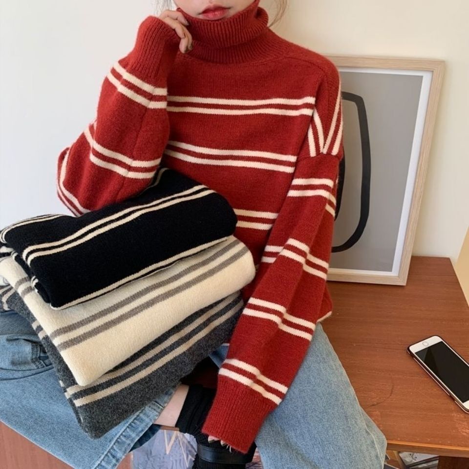 红白条纹毛衣