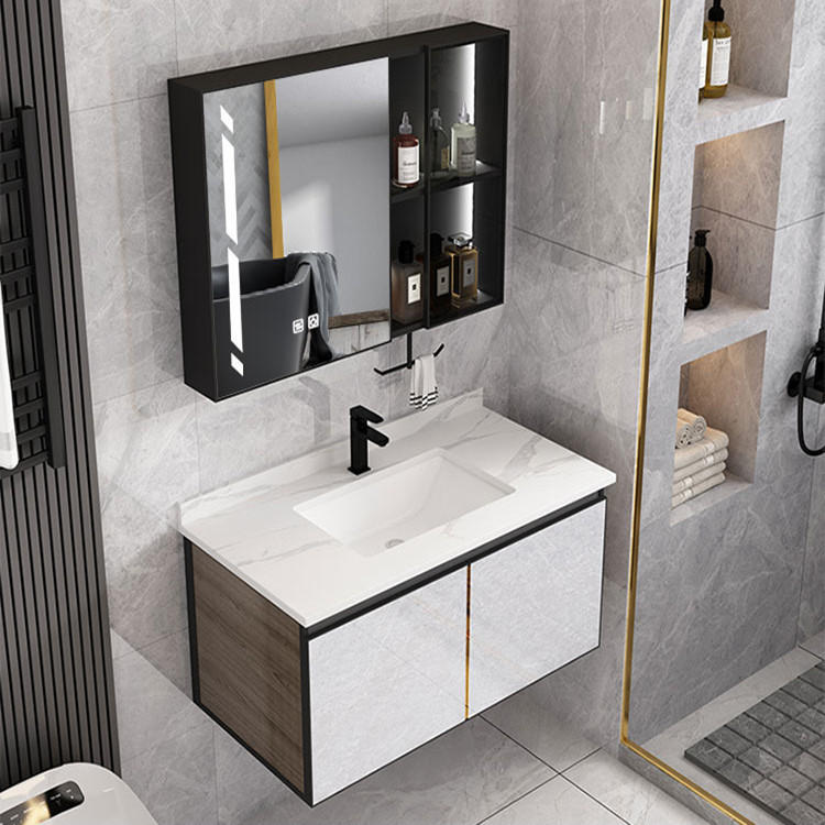 加厚太空铝浴室柜厂家卫生间智能镜洗脸盆岩板洗漱台洗手盆柜组合