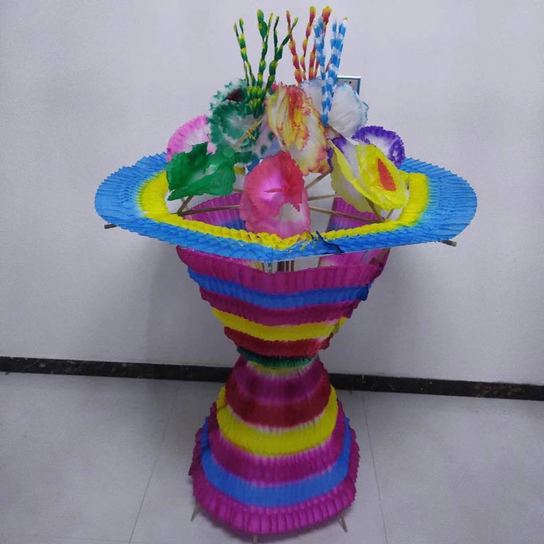 新款清明节上坟殡葬用品纸花蓝祭祀花篮丧葬白事用品厂家批发制作