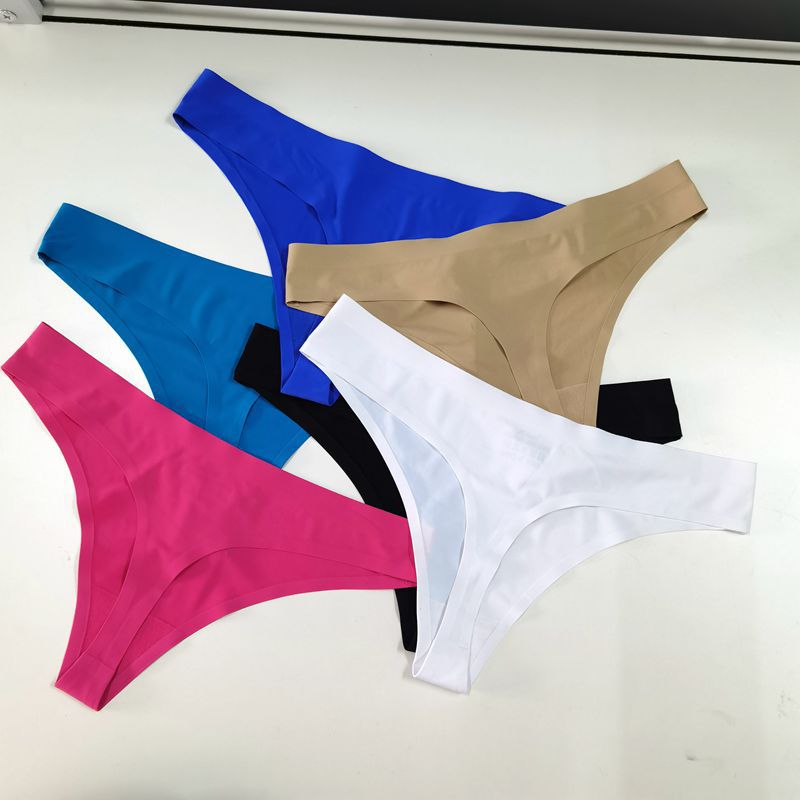 wholesale foreign trade europe and america one-piece seamless sexy ice silk women‘s low waist t/t-shaped underwear women