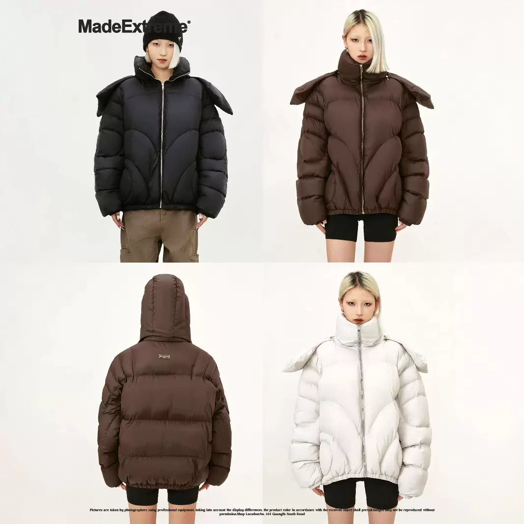 MADEEXTREME 冬季加厚保暖美式街头可拆卸立领面包服棉服外套男女