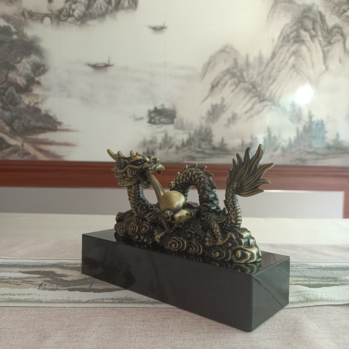 青铜龙摆件工艺品青龙招财客厅办公室财祥龙龙腾四海生肖龙摆件