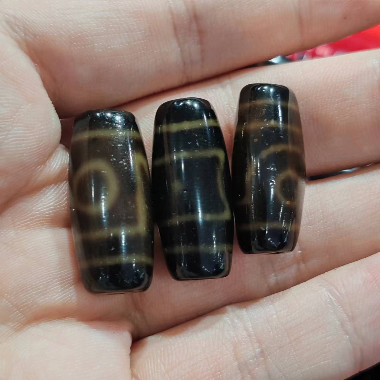 台湾黑金渗透高油细腻药坑风化手工玛瑙天珠项链吊坠diy配饰dzi