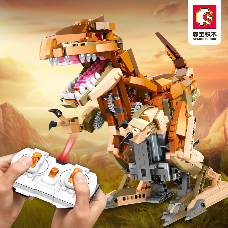 205035森宝积木侏罗纪恐龙世界遥控霸王龙拼装模型兼容乐高小颗粒