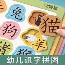 活动中儿童玩具宝宝识字卡片益智儿童趣味识字拼图3到6岁识字板