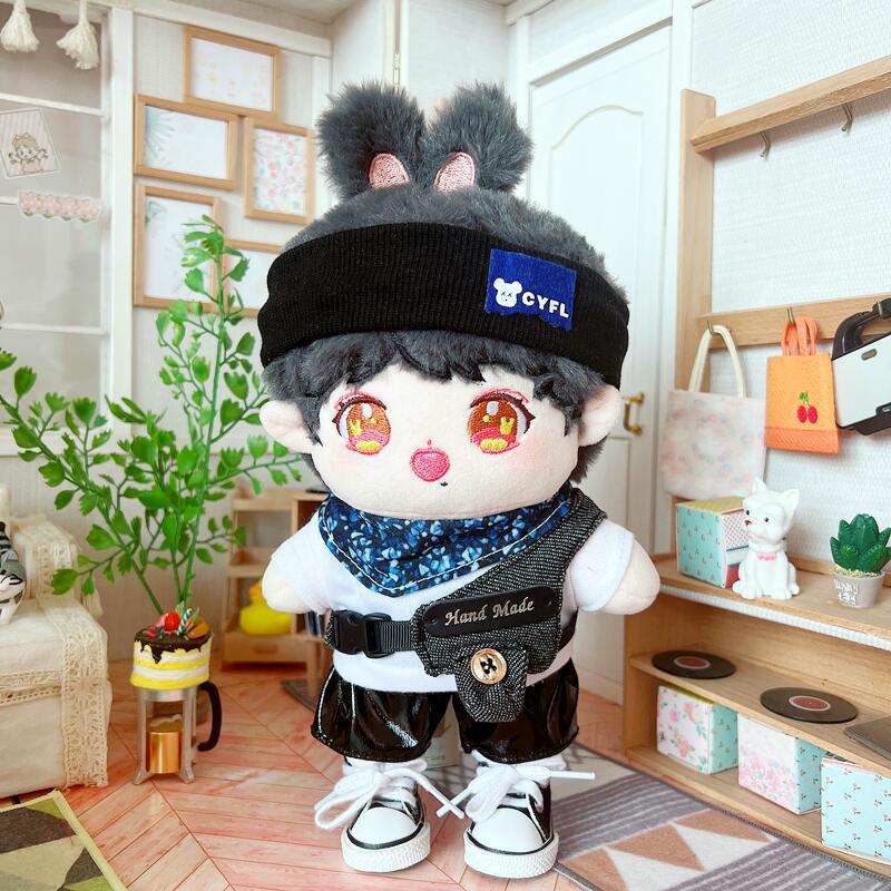 Cotton Doll 20cm Doll Clothes Star Doll Regular Fat Body Naked Doll Cool Denim Vest Leather Pants