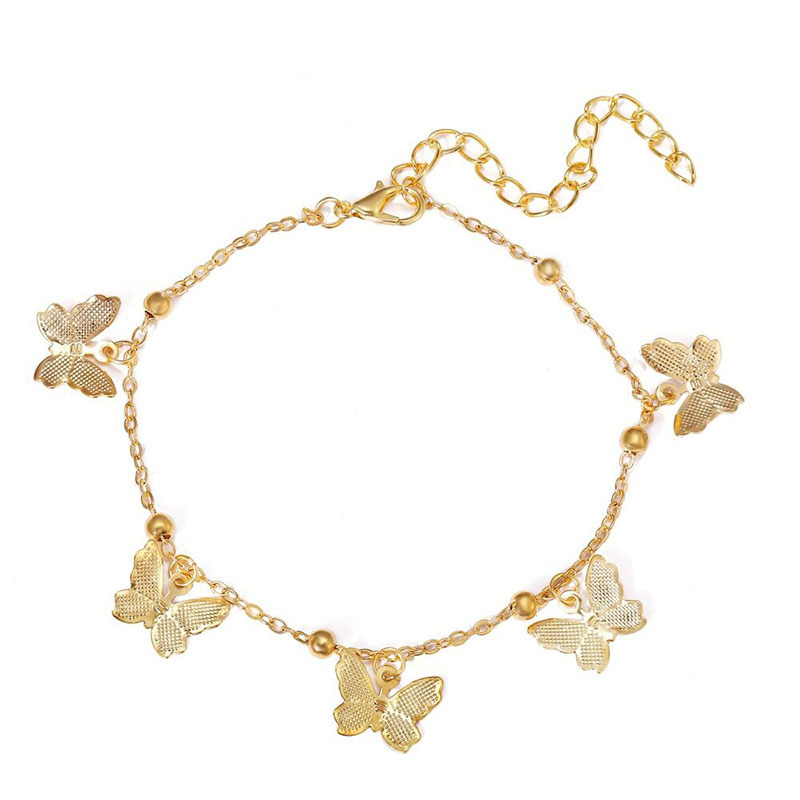 Europe and America Cross Border Hot Selling Butterfly Pendant Bracelet Simple Temperament Beach Anklet Foot Accessories Hollow Butterfly Bracelet