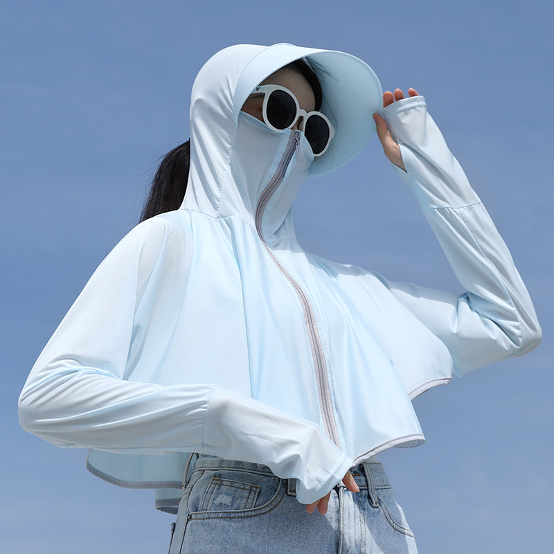 Summer Sun Protective Clothes Uv Protection Ice Silk Outdoor Big Brim Coat Cloak Breathable and Loose Women's Sun Protection Clothing