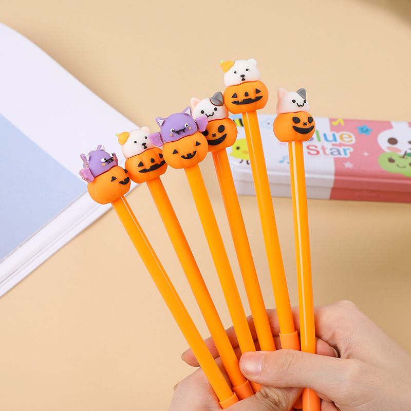 Creative Bear Cat Pumpkin Head Gel Pen Cute Cartoon Fruit Student Studying Stationery Writing Signature Pen