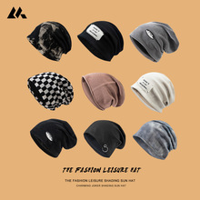 韩版堆堆帽女潮人时尚薄款青年冷帽包头帽个性针织贴布套头帽子男