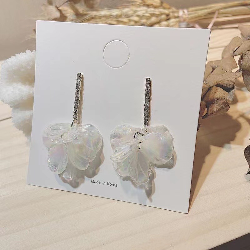 korean dongdaemun 925 silver needle shell petal earrings internet celebrity fairy face slimming lady temperamental earrings for women