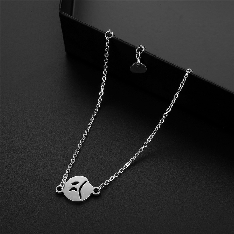 South American Fashion Brand Sad Facial Expression Bag Bracelet Men and Women Hip Hop Hiphop Street All-Match Hollow Titanium Steel Bracelet Wholesale