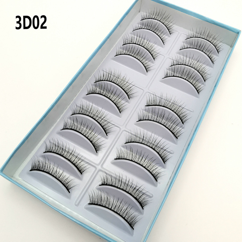 Cross-Border Supply 10 Pairs 3D Natural Three-Dimensional Realistic Eyelash Multi-Level Cross False Eyelashes Factory Wholesale