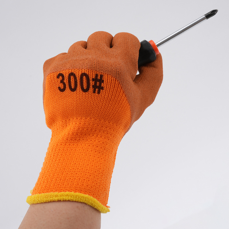 Seven-Pin Terry Foam Rubber Coated Gloves Styrofoam Semi-Hanging Gloves Wear-Resistant Non-Slip Protective Gloves Hand Protection