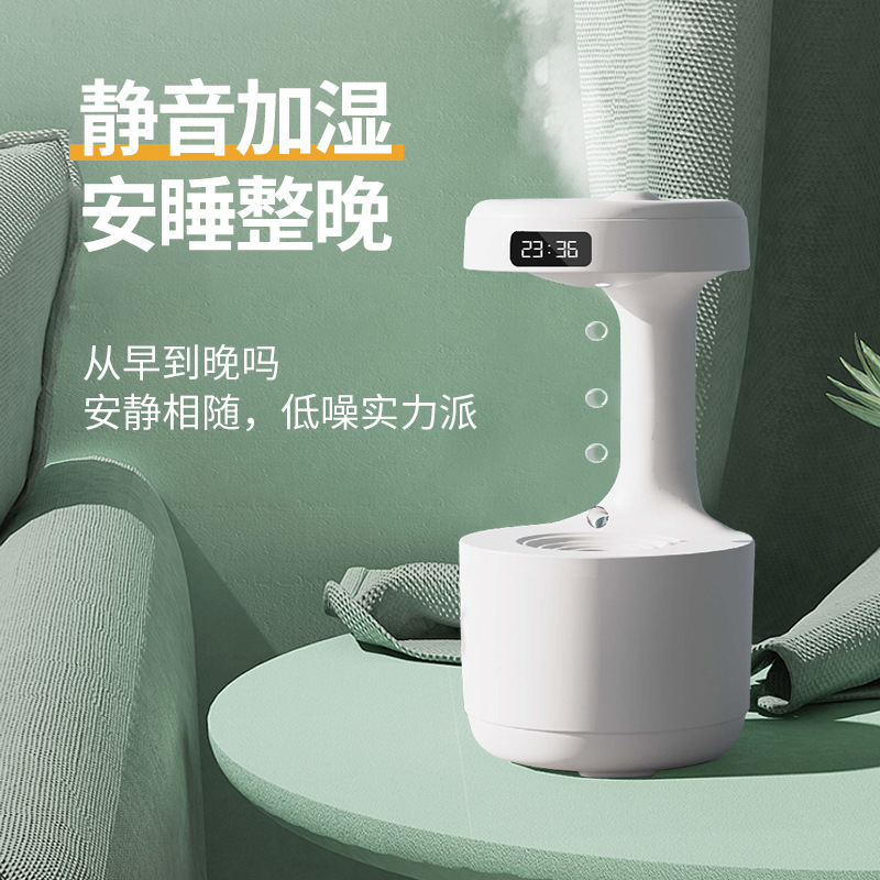 [Keep Things Silent] 2022 Home Office Creativity Black Technology Anti-Gravity Water Drop Backflow Suspension Humidifier