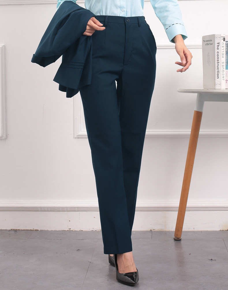 邮政新款工作服女西裤夏薄储蓄银行工装裤子邮局蓝绿色行服西装裤