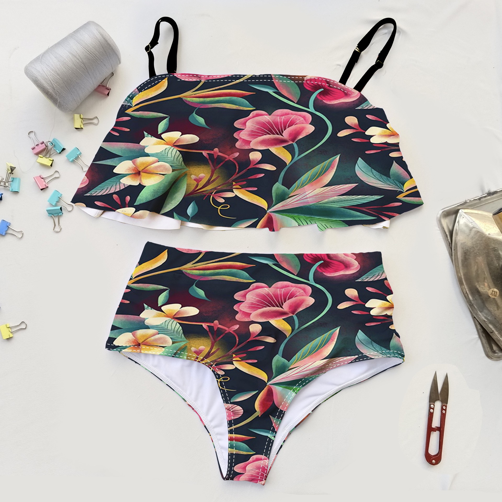 0成交961件相似2021新款欧美风纯色撞色搭配分体两件