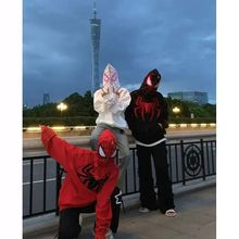 美式蜘蛛侠卫衣男美式hiphop重磅硬挺开衫外套春秋季设计感连帽衫