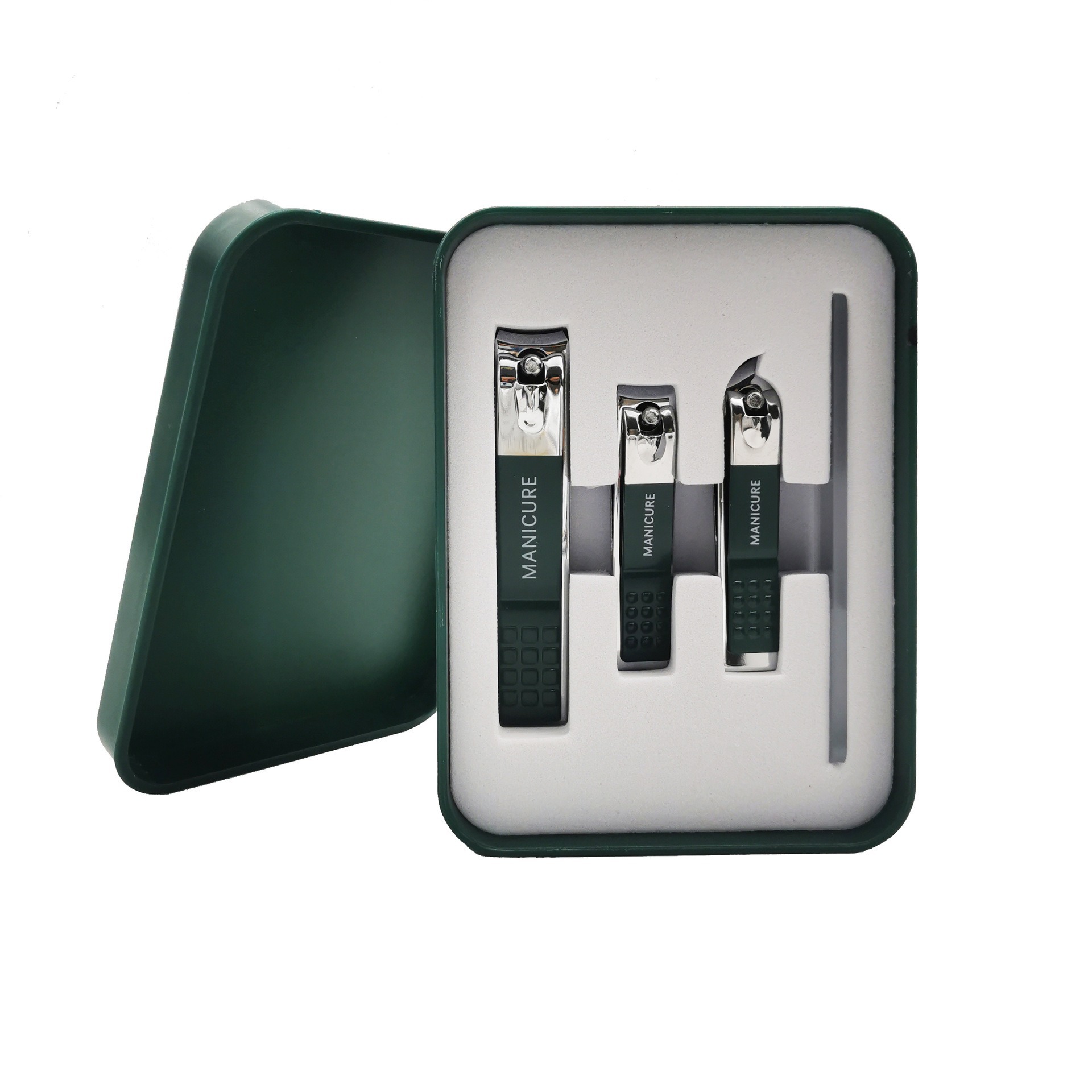 dark green nail clippers set carbon steel nail clippers tiktok same gift box e-commerce wholesale nail scissors four-piece set