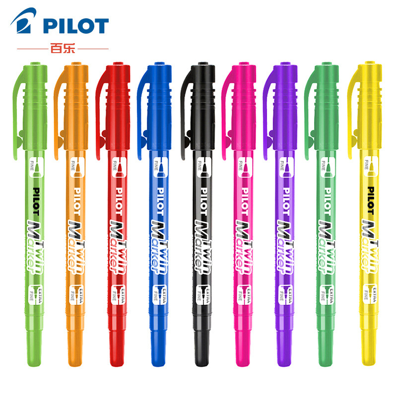 日本pilot百乐sca-tm双头粗细油性记号笔防水速干不易掉色勾线笔
