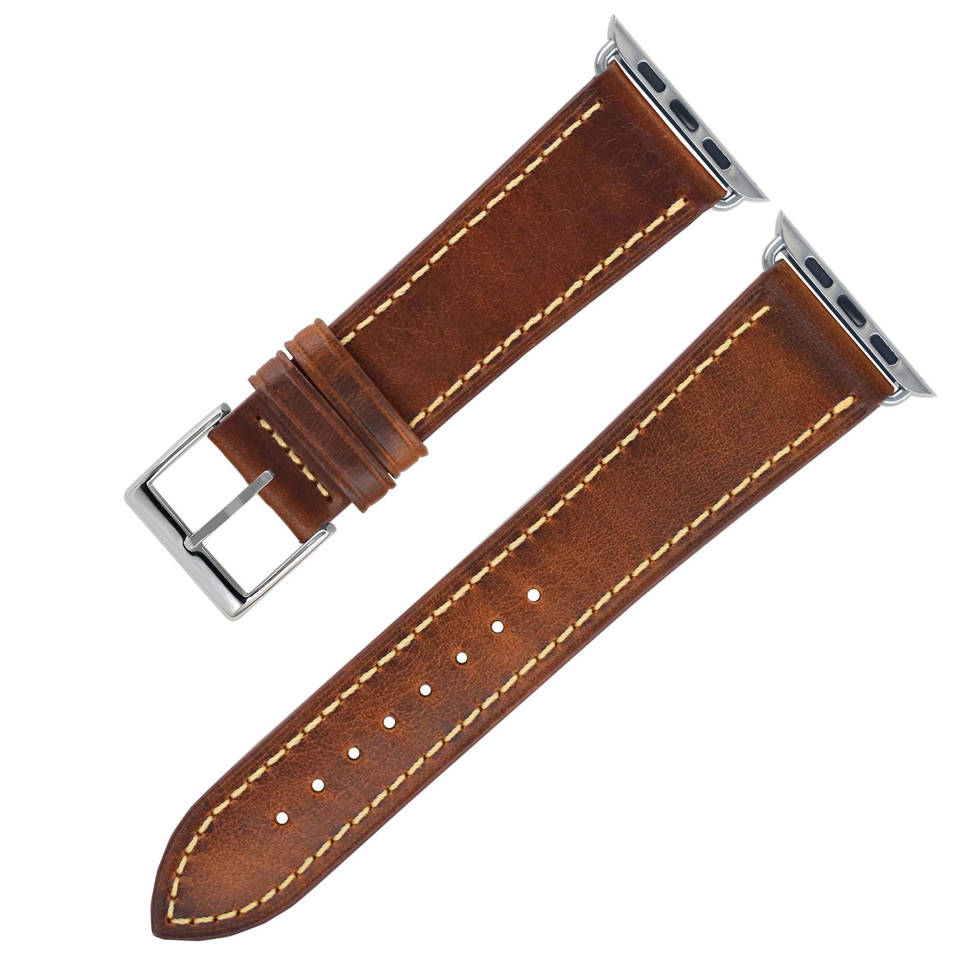 真皮手表带 适用iwatch band手表表带apple watch7/8se裂纹皮表带