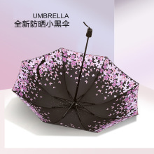 大量批发折叠加厚黑胶雨伞防晒太阳伞防紫外线遮阳晴雨伞定制广告