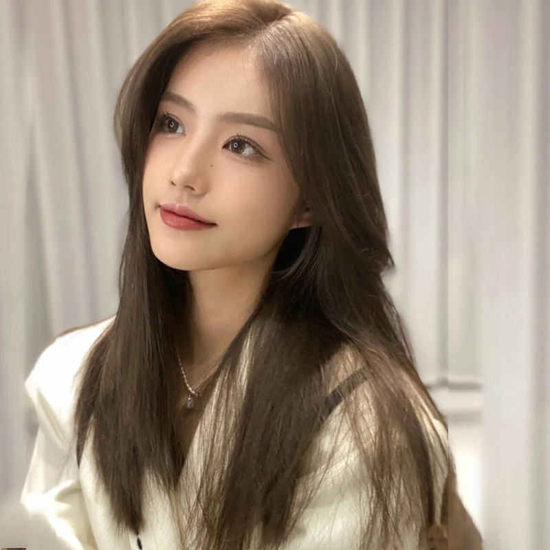 假发女长直发真发八字斜刘海气质修脸中分缝自然时尚逼真全头发套