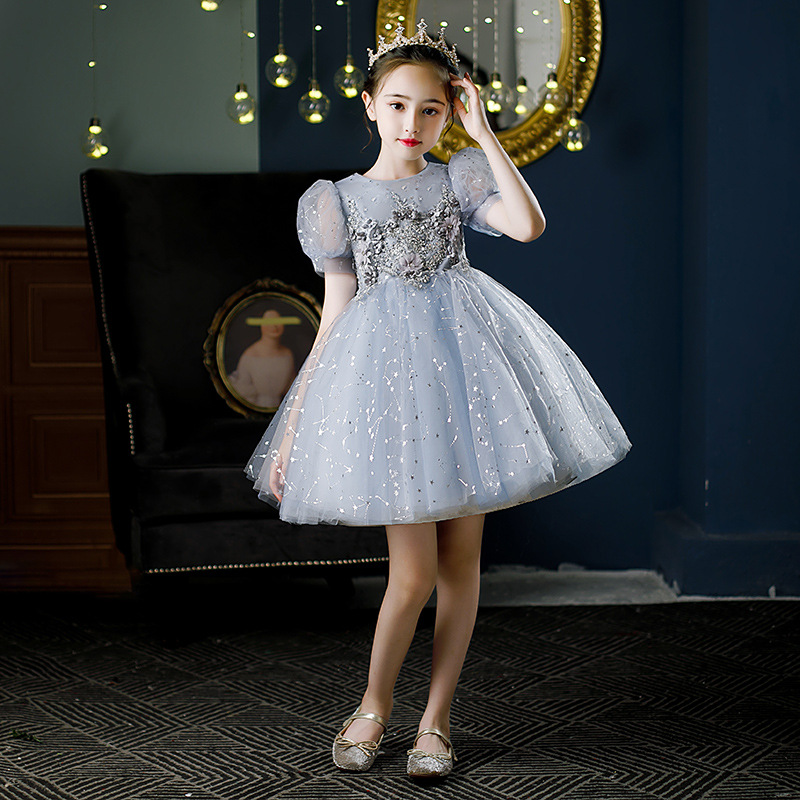 女童礼服短款儿童生日公主裙花童婚纱女孩晚礼服主持人钢琴演出服