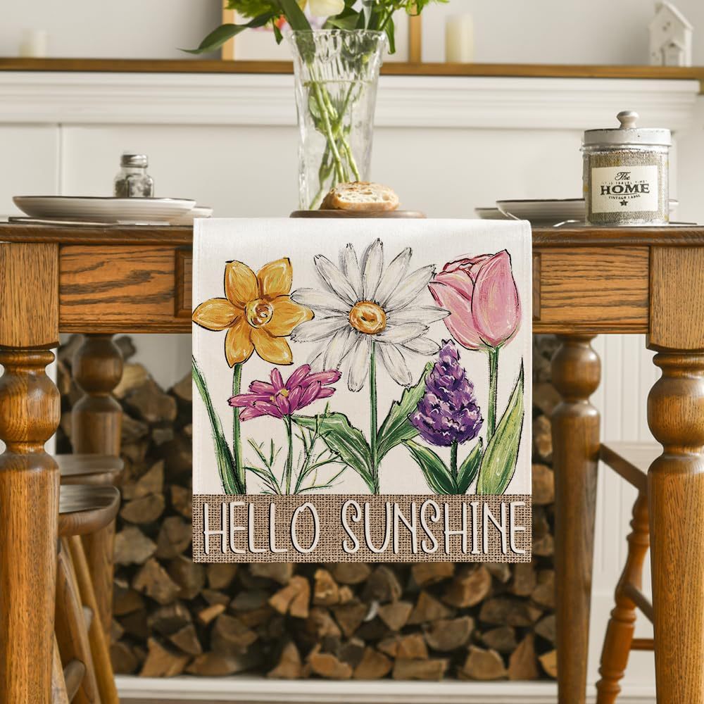 Summer Daisy Table Runner Summer Atmosphere Dress up Home Kitchen Table Cloth TV Cabinet Fireplace Entrance Tablecloth