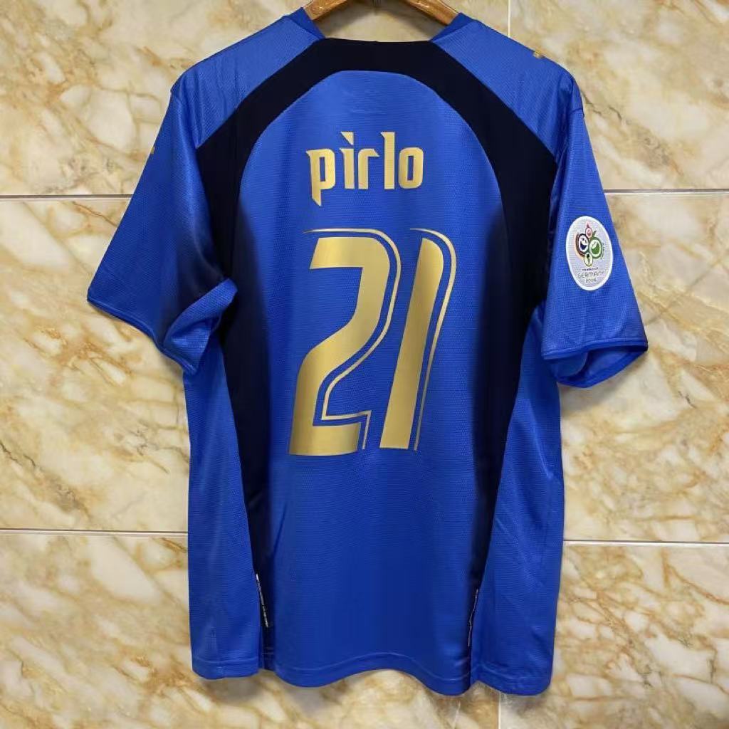 复古意大利球衣2006世界杯冠军托蒂皮尔洛队服卡纳瓦罗主场球迷版