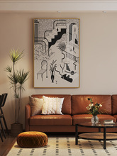 现代简约  客厅玄关装饰画黑白灰抽象创意沙发背景墙壁画竖版挂画