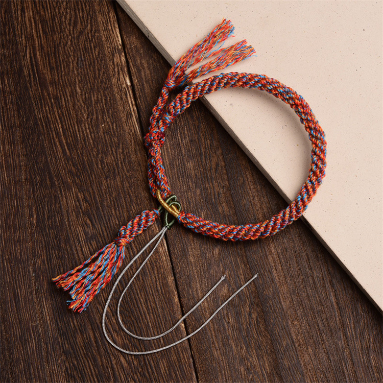 2022 TikTok Hot Thangka Rope Hand-Woven Cycle Knot Carrying Strap Semi-Finished Products All-Matching Braided Rope Bracelet Women