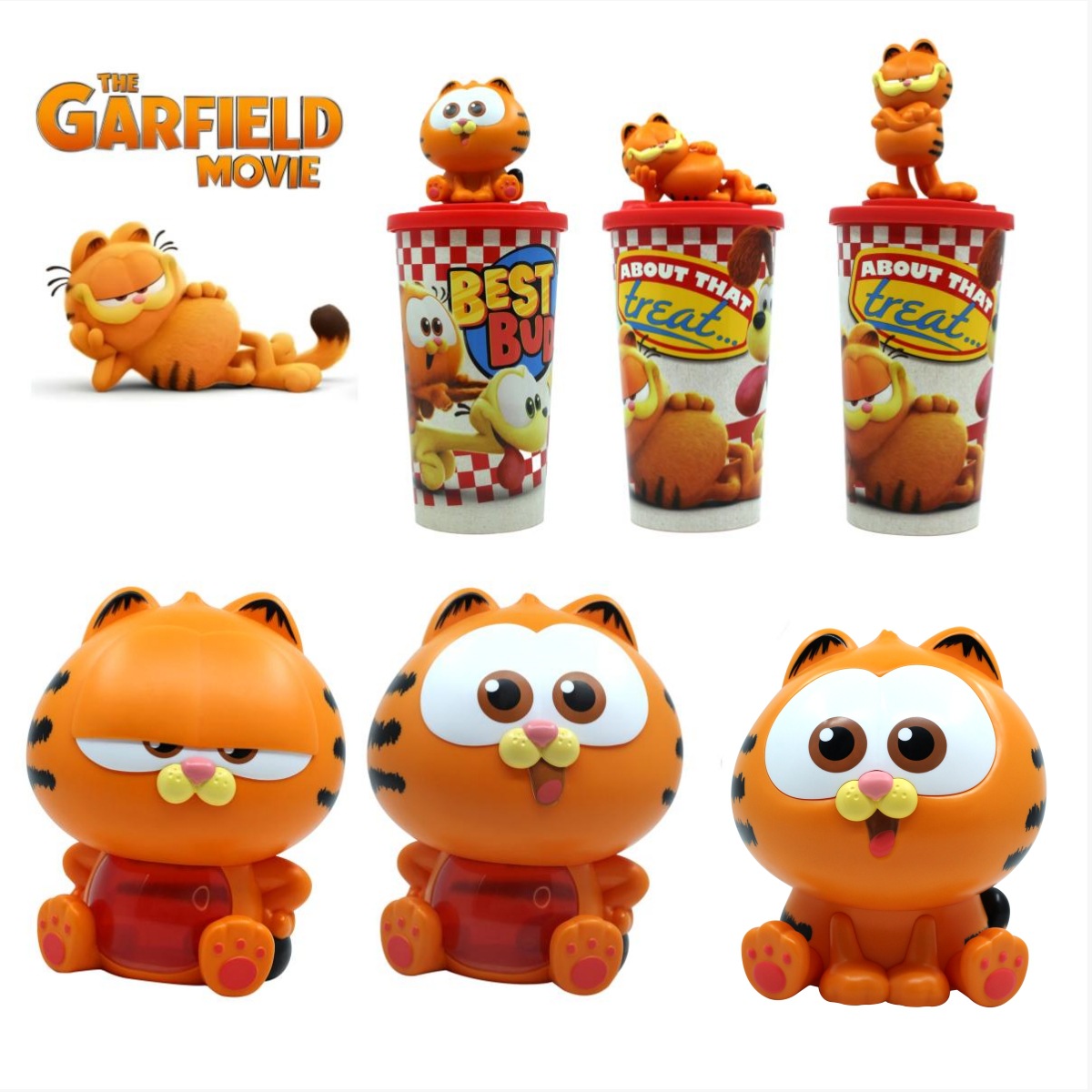 正版加菲猫电影周边加菲猫造型杯garfield公仔玩偶杯子变脸造型桶