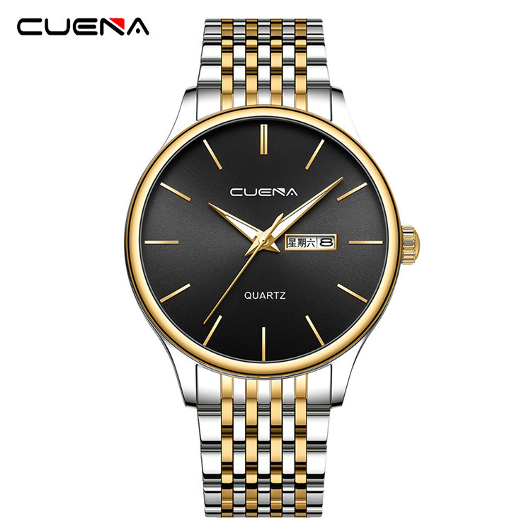 cuena/卡迪时新款镶钻6048女士男士手表外贸热卖带防水时简约钢带