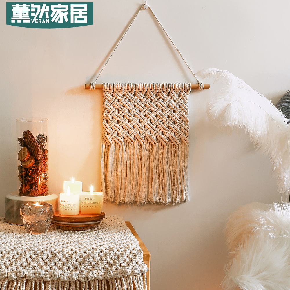 Cross-Border Ins Nordic Simple Woven Tapestry European and American Soft Home Ornament Bedroom Background Tassel Pendant Gt034