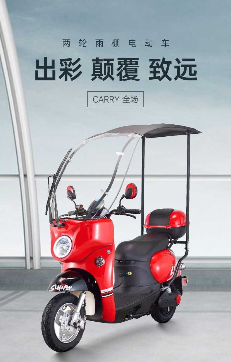 电动车双人带棚电动车遮雨棚电瓶车电动摩托车成人踏板两轮车电摩