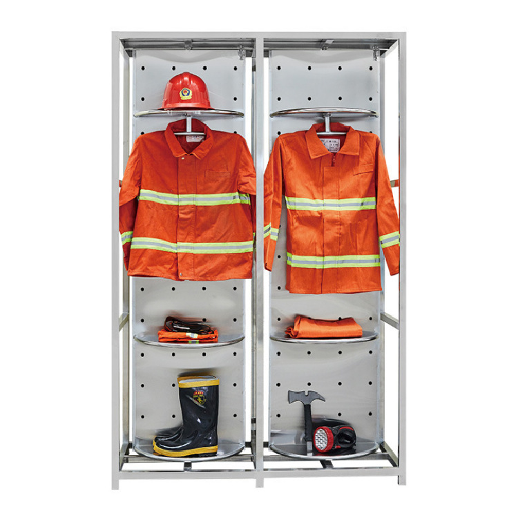 不锈钢消防服衣架消防战斗服衣架双面可旋转防火救援装备衣帽架子