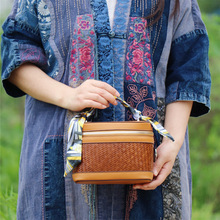 仿皮水桶竹编包 女士皮包 竹子制作女包 时尚新款女包包 化妆品包