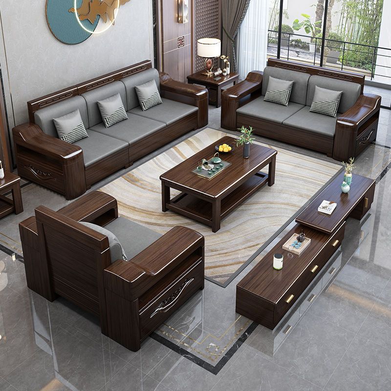 沙发紫金檀木中式实木家用客厅小户型家具冬夏组合两用储物新款