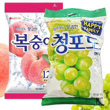 韩国进口LOTTE乐天青葡萄/水蜜桃味硬糖果153g水果糖分享装小零食