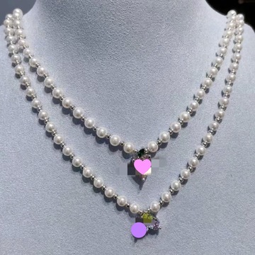 果汁冰珍珠短项链蜜桃冰葡萄冰珍珠项链刘雯罗颖同款小众锁骨链