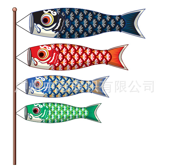 跨境新款风筒旗帜圣诞节节风向旗鲤鱼旗节日印花装饰立体风筒旗
