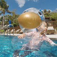 网红儿童游泳圈宝宝腋下圈透明大头鸭子泳圈救生圈婴幼儿座圈气球