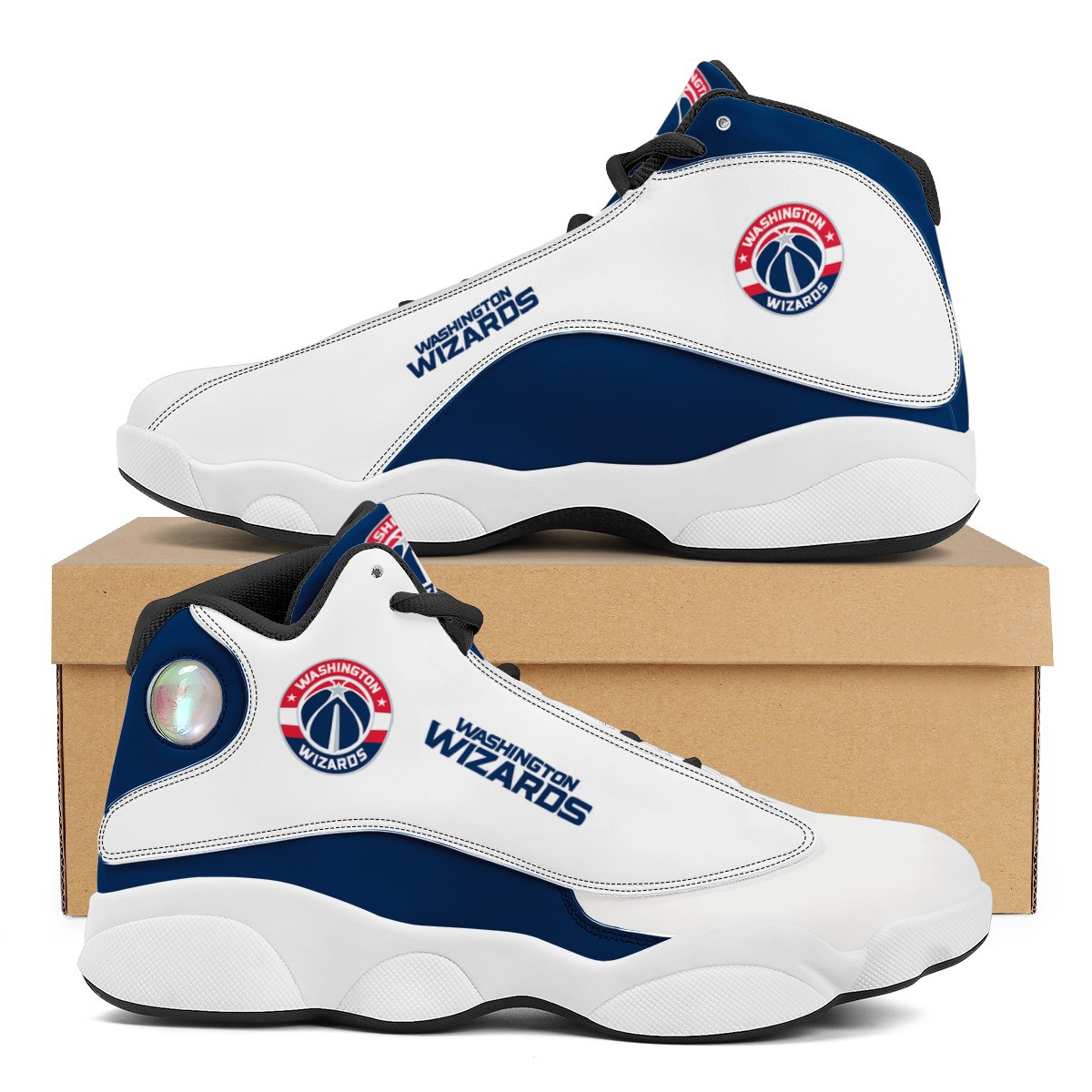 独立站热卖华盛顿奇才 nba球队logo图案印花高帮男士pu耐磨篮球鞋