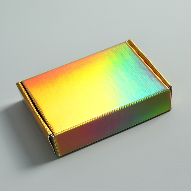 镭射飞机盒现货批发幻彩包装盒彩虹礼品彩盒折叠收纳盒生日礼盒