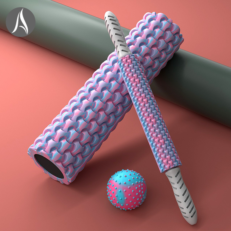 实心泡沫轴狼牙棒瑜伽辅助工具用品按摩滚轴滚轮肌肉放松瘦腿器材